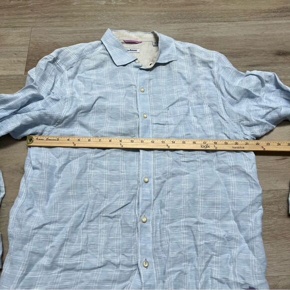 Men's Tommy Bahama 100% Linen Long Sleeved Button Up Pin Striped Shirt Large - Picture 3 of 7